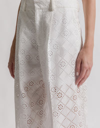 Pantalon large en dentelle Sangallo - White