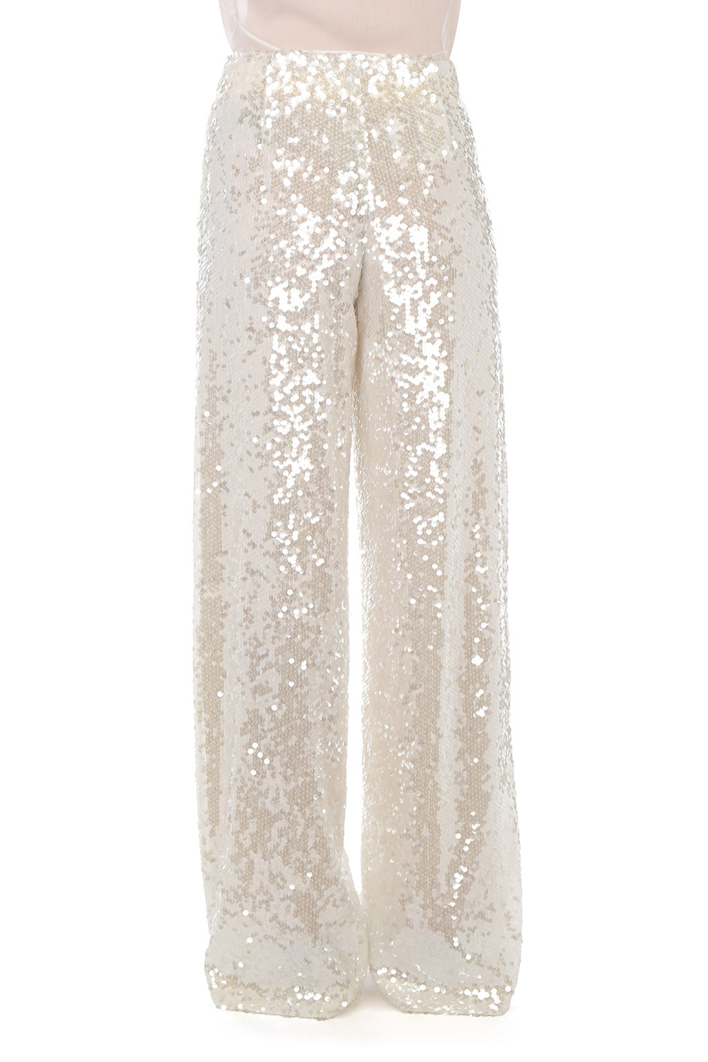 Pantalon large à paillettes - Ivory