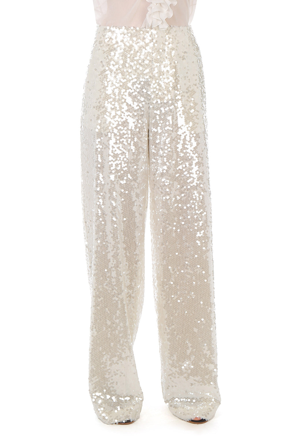Pantalon large à paillettes - Ivory