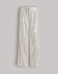 Pantalon large à paillettes - Ivory