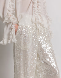 Pantalon large à paillettes - Ivory
