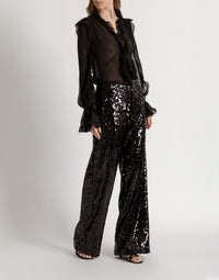 Pantalon large à paillettes - Black