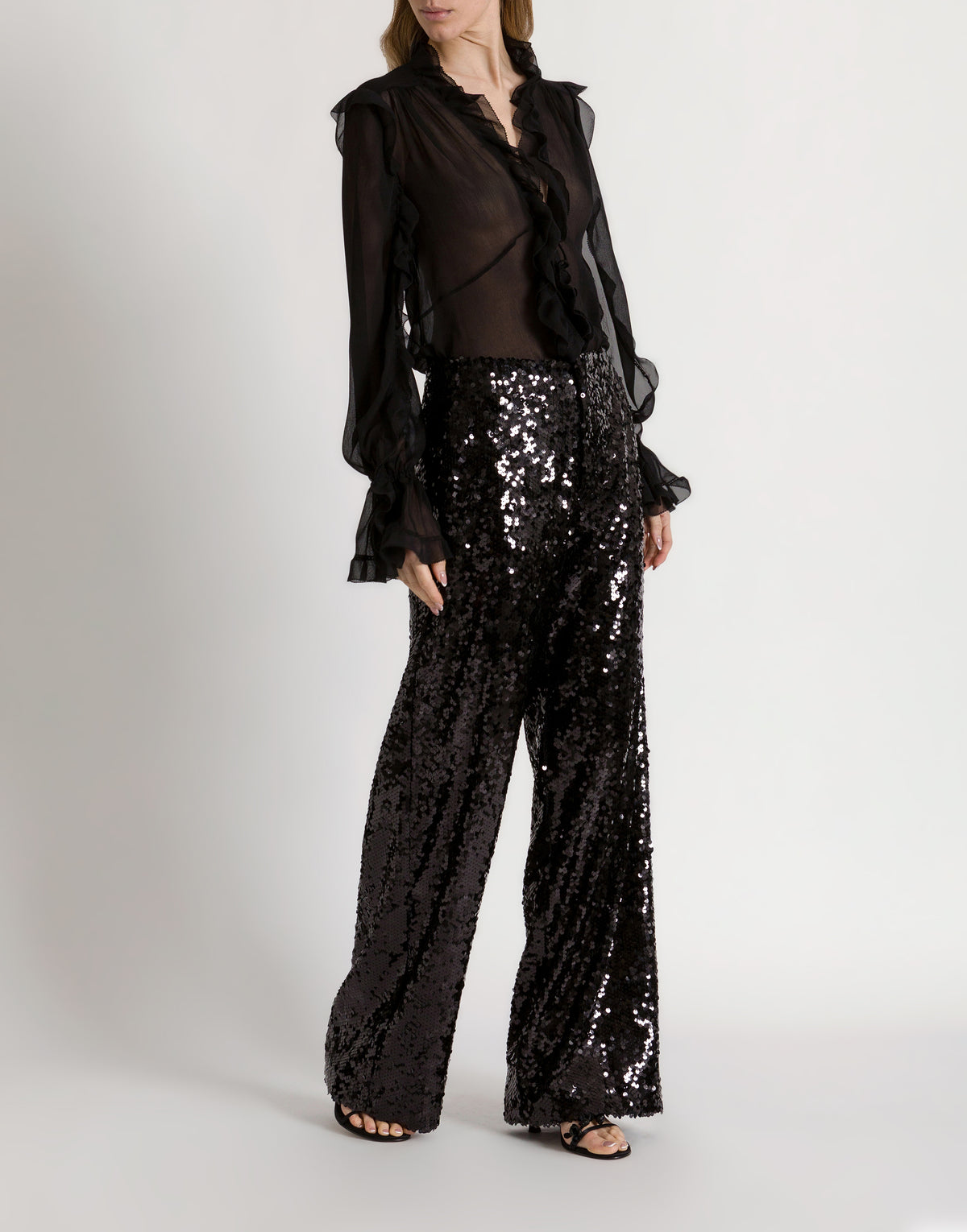 Pantalon large à paillettes - Black