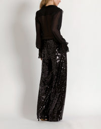 Pantalon large à paillettes - Black