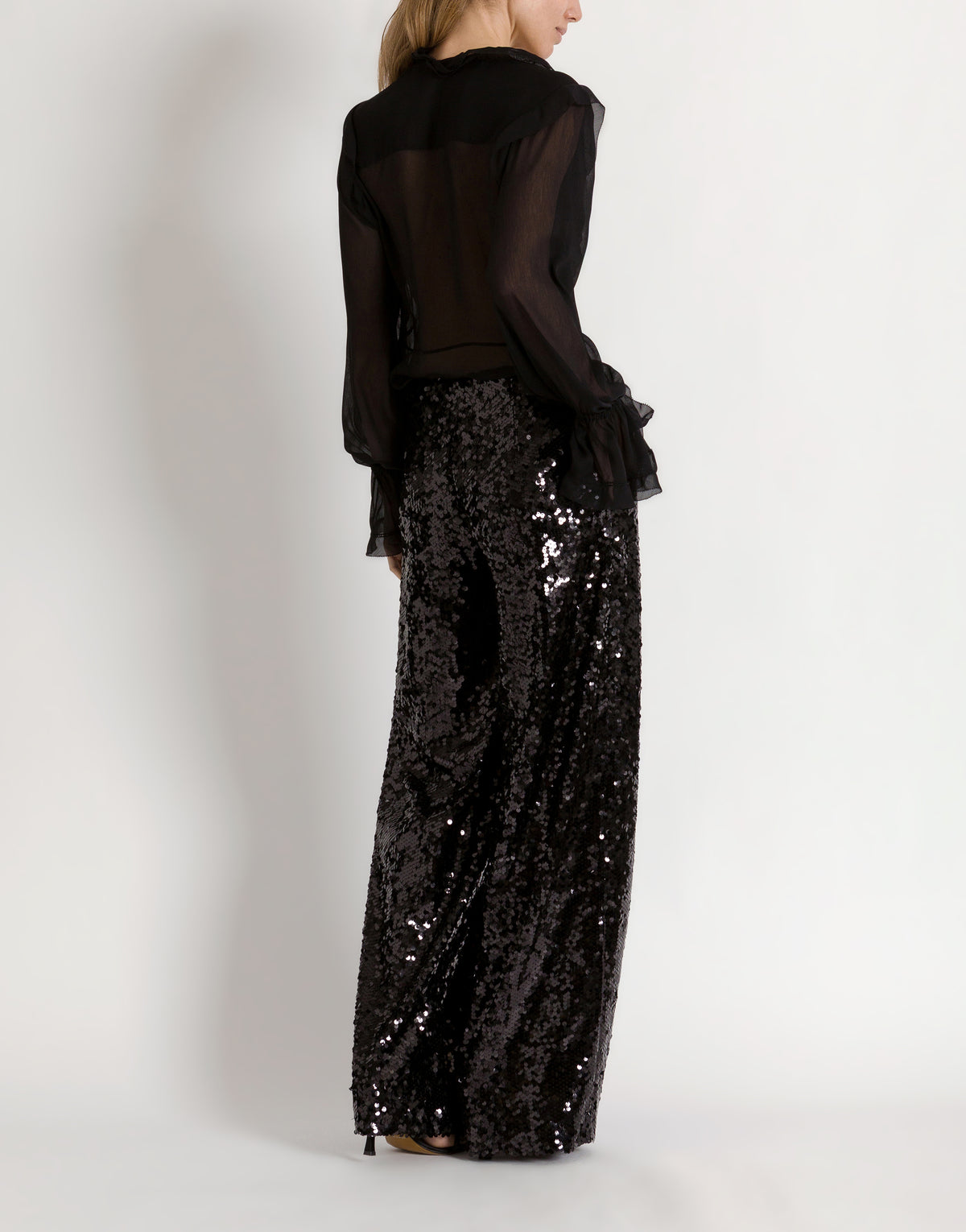 Pantalon large à paillettes - Black