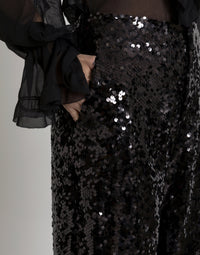 Pantalon large à paillettes - Black
