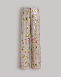 Pantalon à imprimé floral pailleté - Ivory
