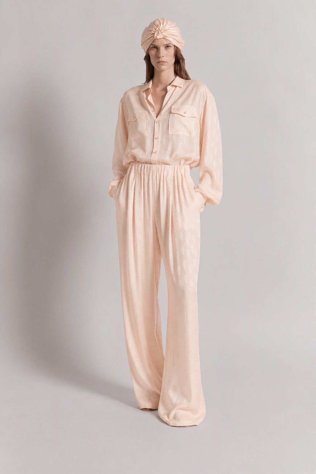 Pantalon en soie Monogram AF - Beige
