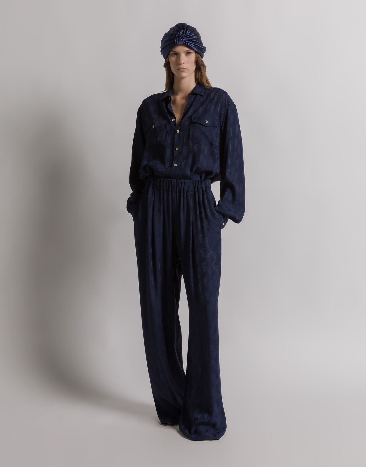 Pantalon en soie Monogram AF - Blue