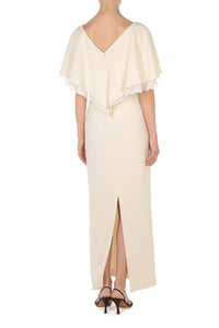 Robe Longue à Effet Cape - Ivory