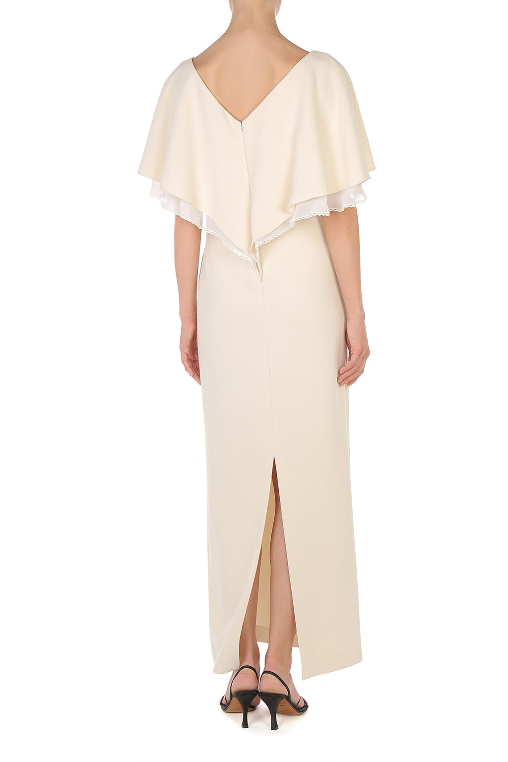 Robe Longue à Effet Cape - Ivory