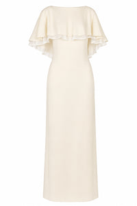 Robe Longue à Effet Cape - Ivory