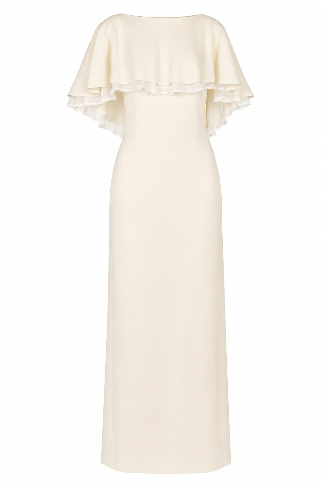 Robe Longue à Effet Cape - Ivory