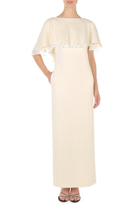 Robe Longue à Effet Cape - Ivory