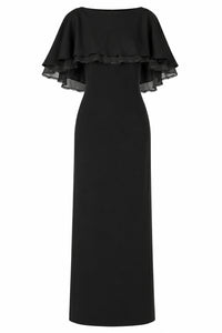 Robe Longue à Effet Cape - Black