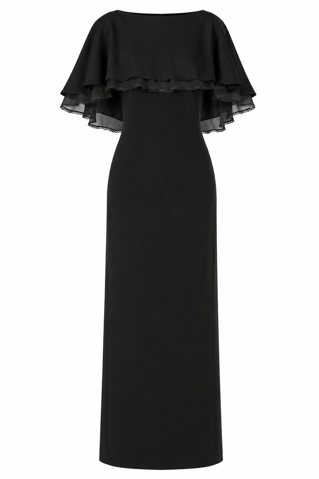 Robe Longue à Effet Cape - Black
