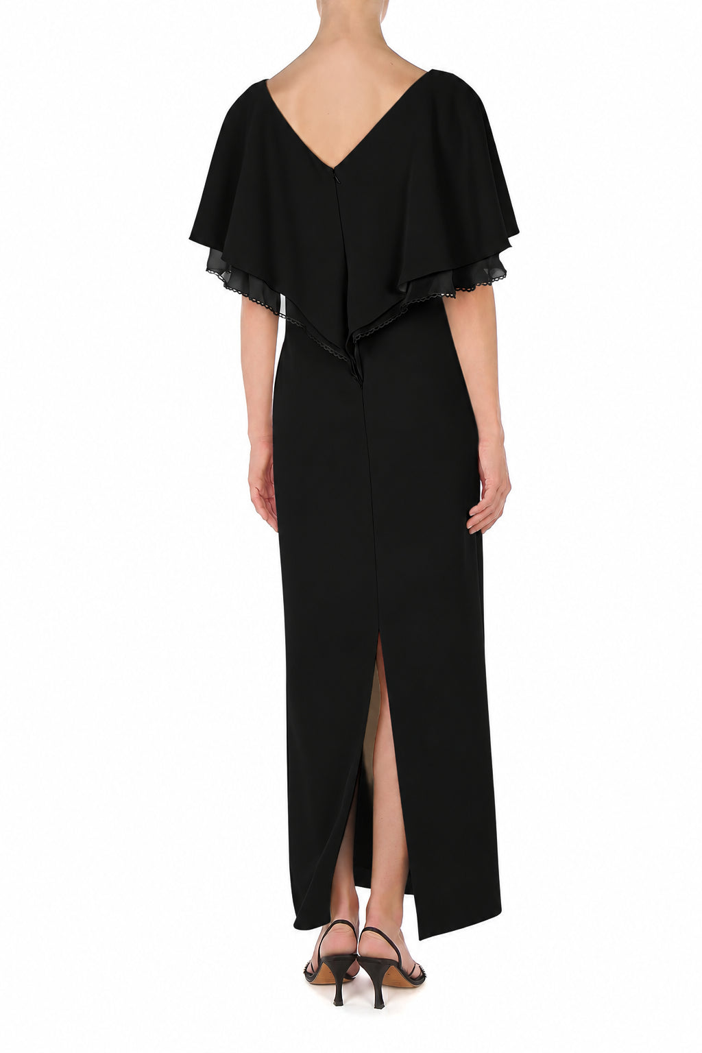 Robe Longue à Effet Cape - Black