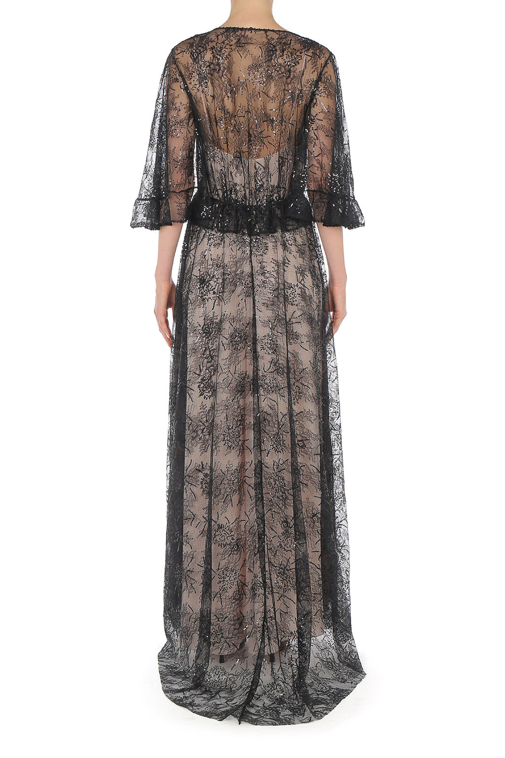 Robe de soirée en dentelle avec paillettes - Black