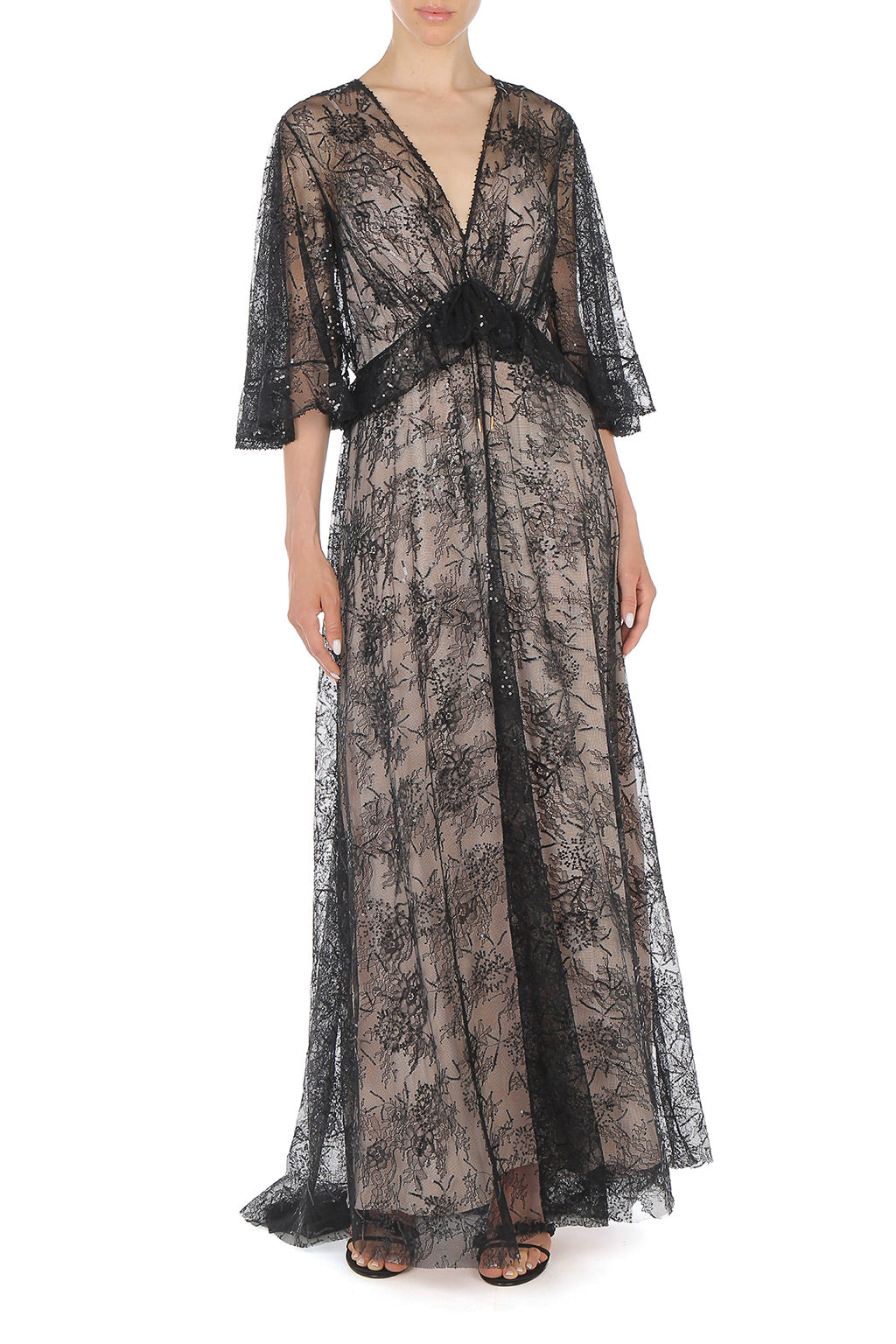 Robe de soirée en dentelle avec paillettes - Black