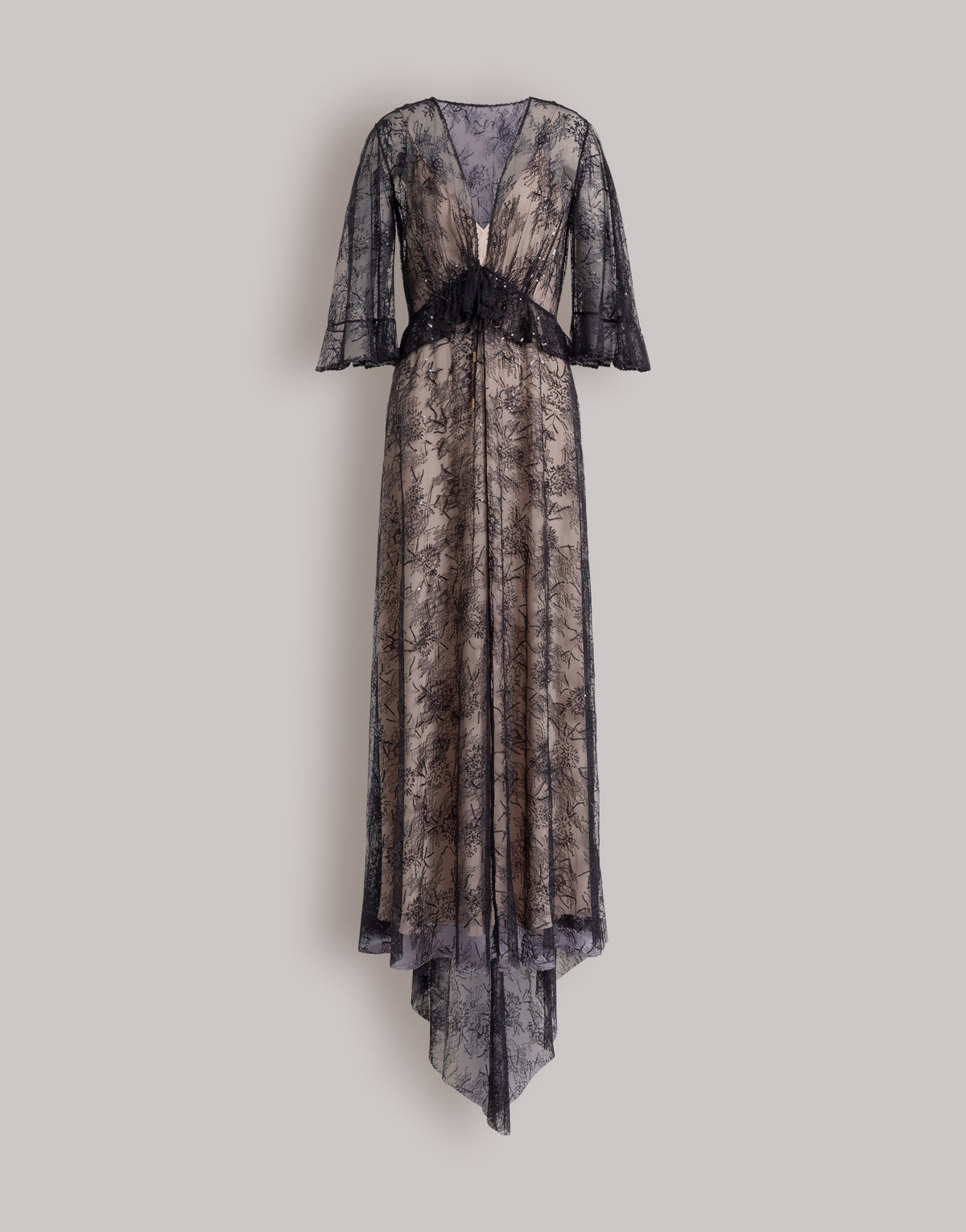 Robe de soirée en dentelle avec paillettes - Black