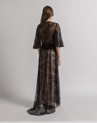 Robe de soirée en dentelle avec paillettes - Black