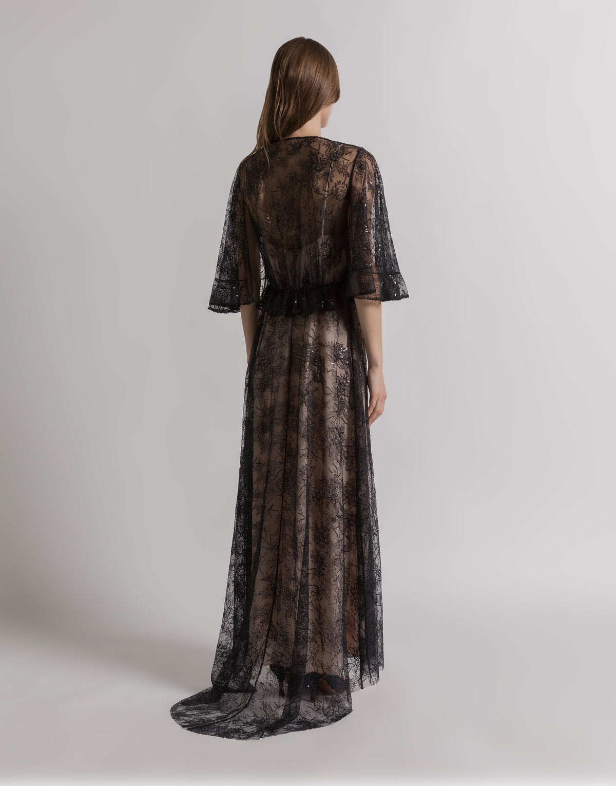Robe de soirée en dentelle avec paillettes - Black