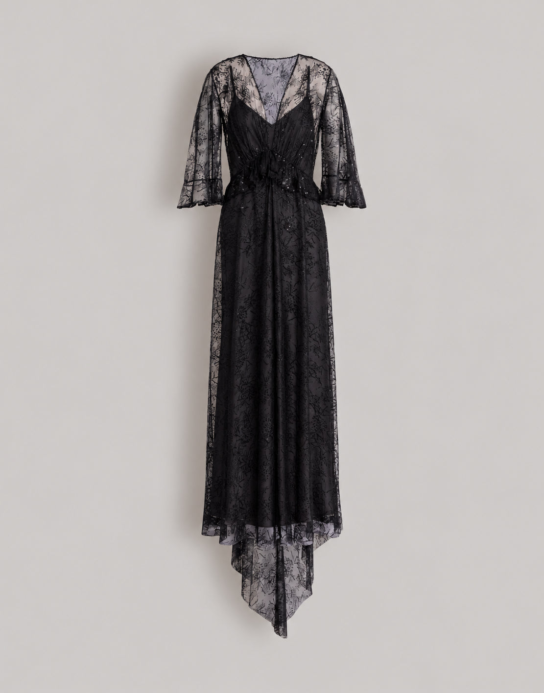 Robe de soirée en dentelle avec paillettes - Black