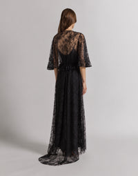 Robe de soirée en dentelle avec paillettes - Black