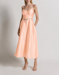 Robe en organza de soie - Beige