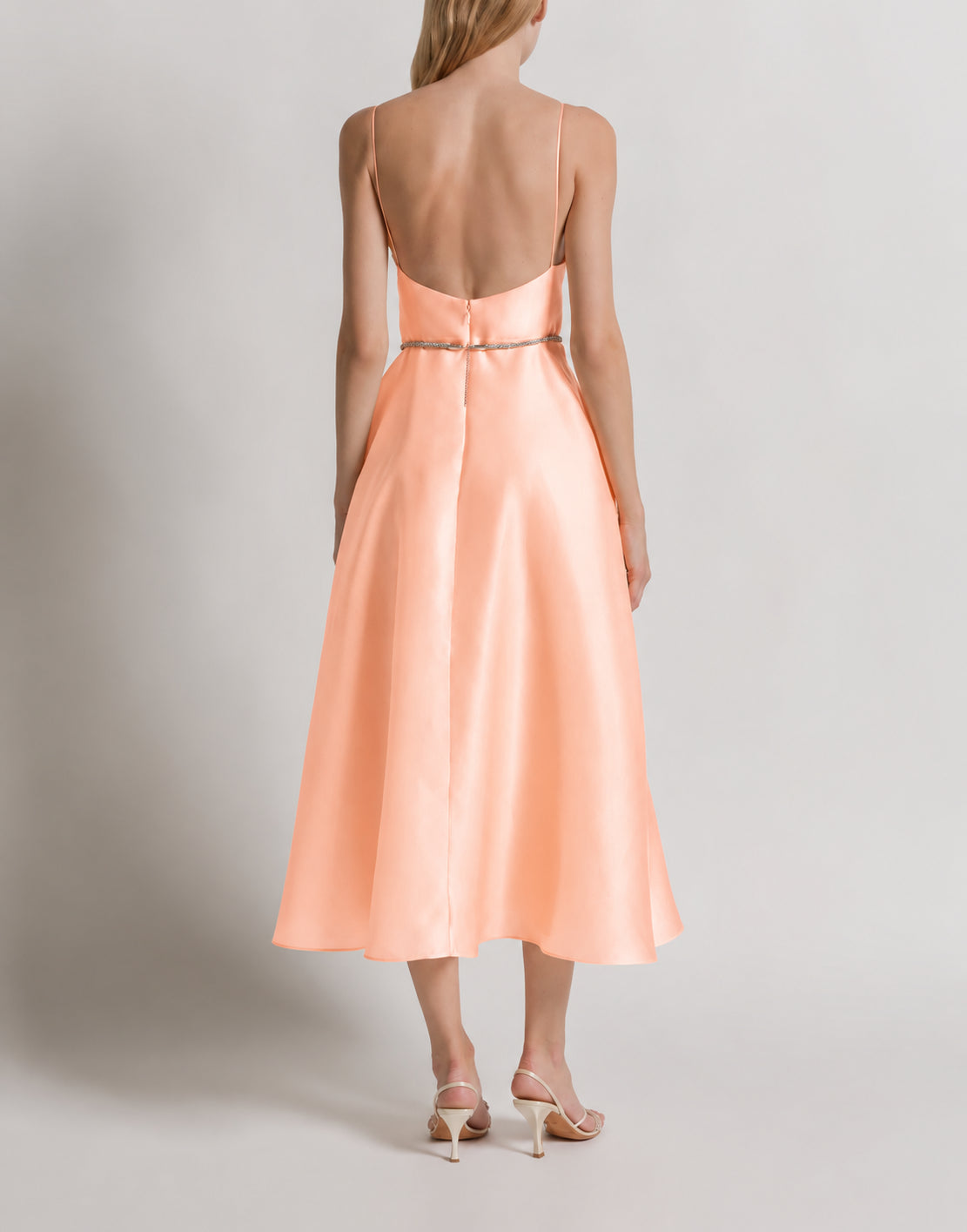 Robe en organza de soie - Beige