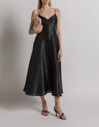 Robe en organza de soie - Black