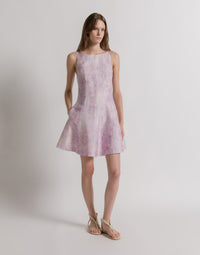 Robe en organza de soie à imprimé floral - Pink