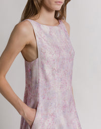 Robe en organza de soie à imprimé floral - Pink