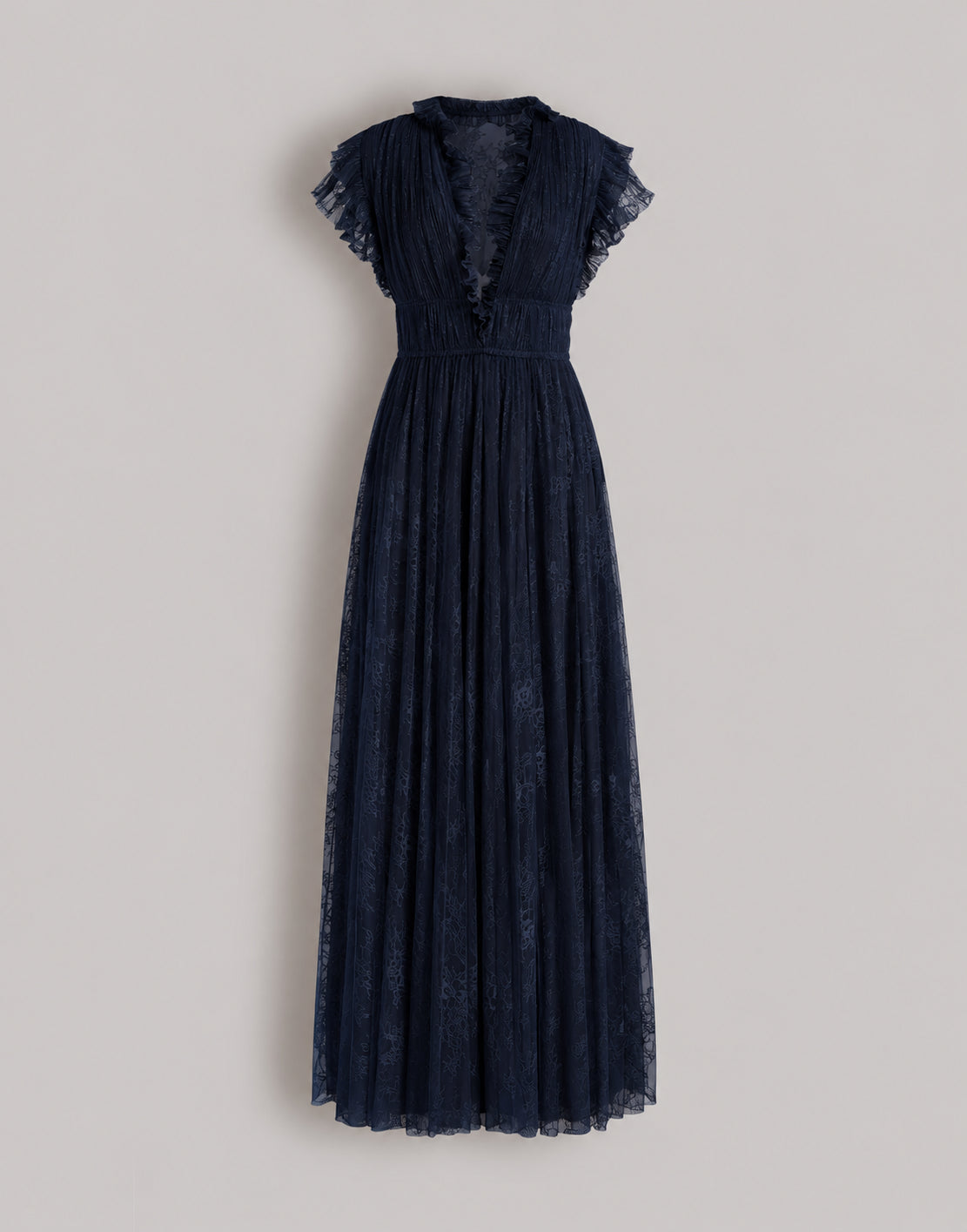 Robe de soirée en dentelle plissée - Blue