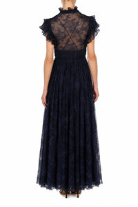 Robe de soirée en dentelle plissée - Blue