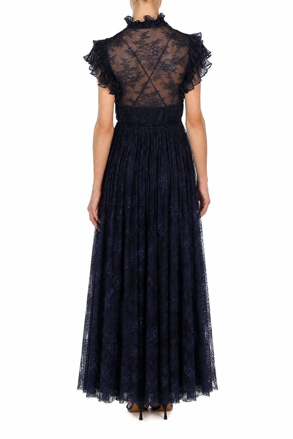 Robe de soirée en dentelle plissée - Blue