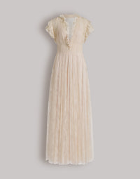Robe de soirée en dentelle plissée - Ivory