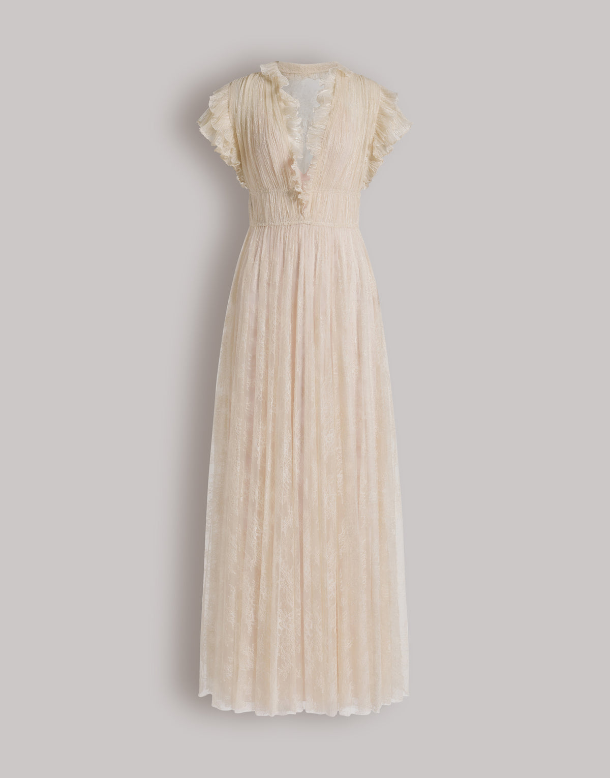 Robe de soirée en dentelle plissée - Ivory