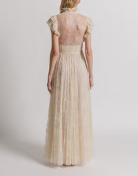 Robe de soirée en dentelle plissée - Ivory