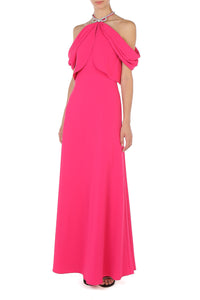 Robe de soirée en cady avec nœud  - Pink