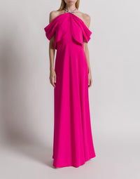 Robe de soirée en cady avec nœud  - Pink