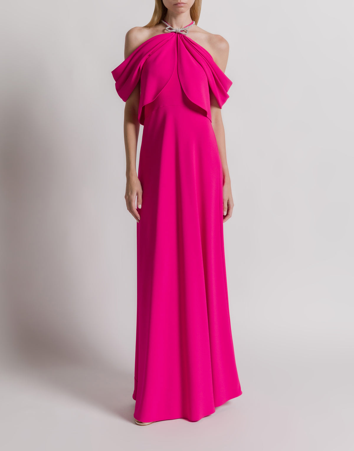 Robe de soirée en cady avec nœud  - Pink