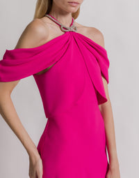 Robe de soirée en cady avec nœud  - Pink