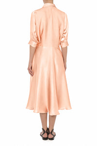 Robe Midi Chemise Satinée - Beige