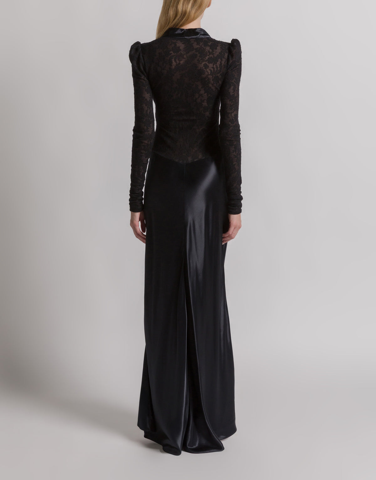 Robe de soirée en satin et dentelle - Black