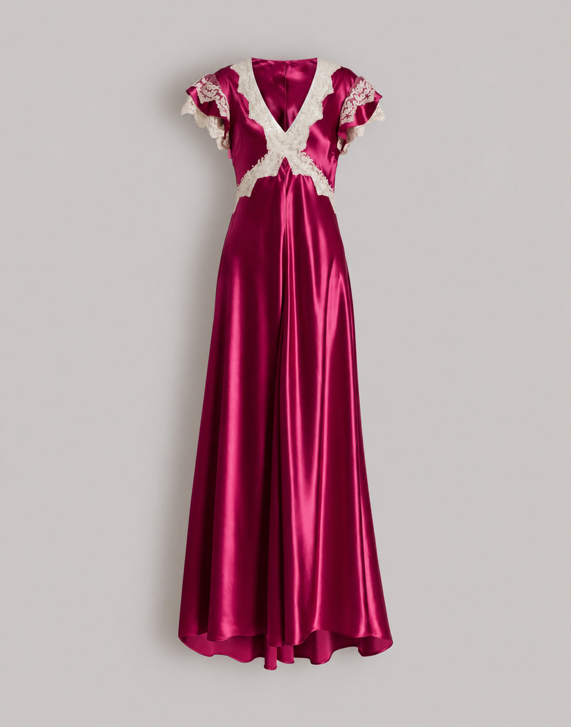Robe en satin avec manches en dentelle - Purple