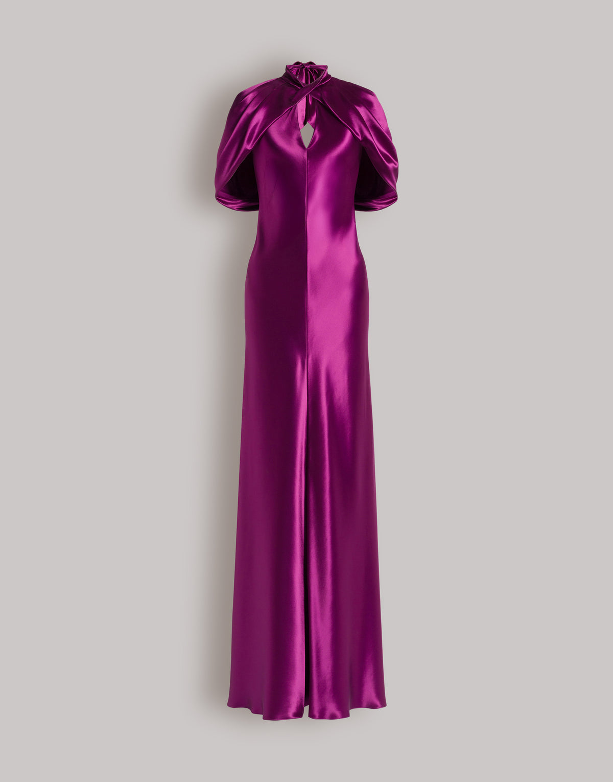 Robe de soirée en satin avec manches cape - Purple