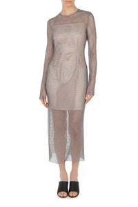 Robe midi en micro-rhinestone - Silver