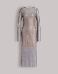 Robe midi en micro-rhinestone - Silver