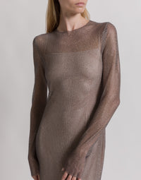 Robe midi en micro-rhinestone - Silver